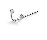 Smiley with Stones Silver Straight Nose Stud NSKA-662